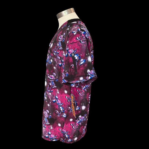 Mickey Mouse Space Cherokee Scrubs Tooniforms Disney Mens V Neck Top Sz NWT - Picture 4 of 7